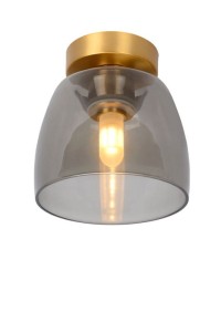 TYLER plafon IP44 złoty z kloszem z dymionego szkła fi 16cm 1xG9