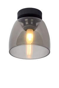 TYLER plafon IP44 czarny z kloszem z dymionego szkła fi 16cm 1xG9