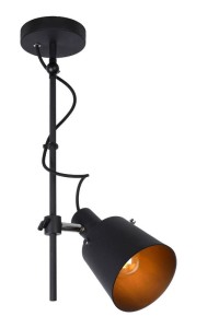 QUINNY lampa sufitowa retro na sztywnym zawieszeniu z regulowanym reflektorem w kolorze czarno-złotym 1xE27