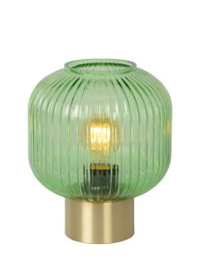 MALOTO lampa nocna klosz zielony ze szkła ryflowanego fi 20cm wykończenie złote 1xE27