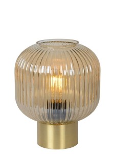 MALOTO lampa nocna klosz amber ze szkła ryflowanego fi 20cm wykończenie złote 1xE27