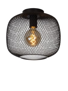 MESH lampa sufitowa czarna siatka fi 30cm 1xE27 wykończenie czarne