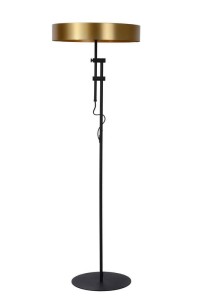 GIADA lampa stojąca czarna z płaskim złotym kloszem fi 45cm 2xE27