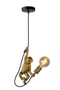 EXTRAVAGANZA CHIMP wisząca lampa szympans 1xE27 złota małpka na przewodzie trzymająca oprawkę do żarówki