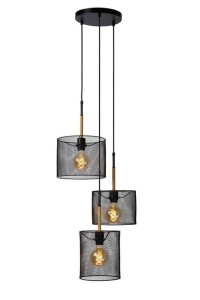BASKETT lampa wisząca czarna z abażurami ze stalowej siatki 3xE27