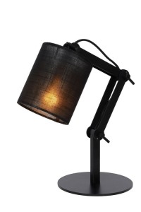 TAMPA lampa stołowa z łamanym ramieniem czarna 1xE27 abażur cylinder z czarnej tkaniny