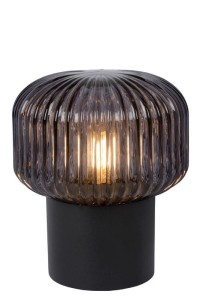 JANY czarna lampa nocna z kloszem z dymionego szkła 1xE14
