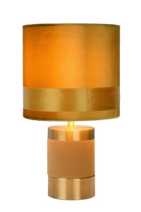 EXTRAVAGANZA FRIZZLE lampa stolikowa żółto-złota podstawa z żółtym abażurem w kształcie walca fi 18cm 1xE14