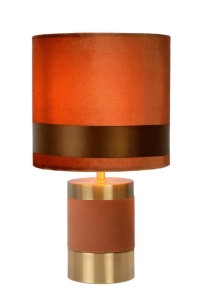 EXTRAVAGANZA FRIZZLE lampa stolikowa brązowo-złota podstawa z brązowym abażurem w kształcie walca fi 18cm 1xE14