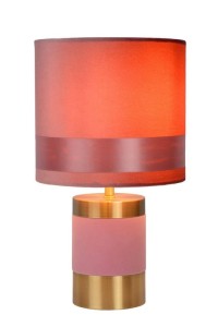EXTRAVAGANZA FRIZZLE lampa stolikowa różowo-złota podstawa z różowym abażurem w kształcie walca fi 18cm 1xE14