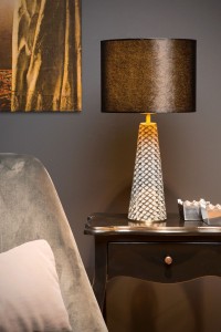 Lampa stołowa EXTRAVAGANZA VELVET z aksamitnej tkaniny czarna/szara