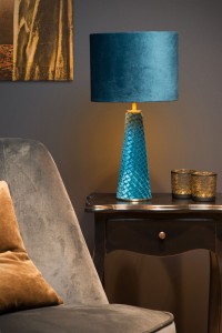 EXTRAVAGANZA VELVET lampa stołowa  z aksamitnej tkaniny turkusowa/złoto