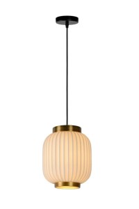 GOSSE lampa wisząca czarno-złota z porcelanowym białym kloszem fi 19,5cm 1xE27