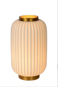 GOSSE lampa na szafkę złota z porcelanowym białym kloszem fi 19,5cm 1xE27 