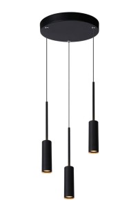 TUBULE wiszące tuby LED 3x7W 2700K na okrągłej podsufitce wykończenie czarne