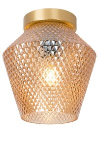 ROSALIND plafon szklany amber w złotej oprawie fi 21cm 1xE27