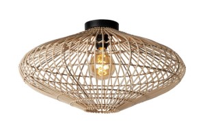 MAGALI plafon z naturalnego rattanu fi 56cm 1xE27 wykończenie czarne