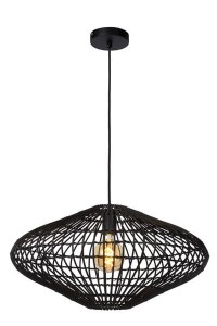 MAGALI zwis z czarnego rattanu fi 56cm 1xE27 wykończenie czarne