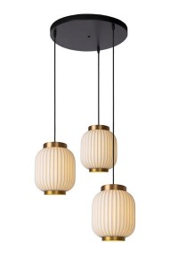 GOSSE lampa wisząca czarno-złota z porcelanowymi białymi kloszami fi 19,5cm 3xE27
