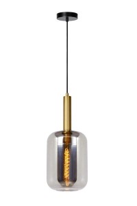 JOANET lampa wisząca czarno-złota 1xE27 klosz szklany dymiony fi 22cm
