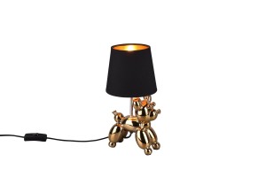 BELLO lampa nocna złoty pudel z czarnym abażurem 1xE14