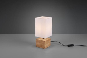 WOODY lampa stołowa podstawa drewniana kostka biały abażur fi 12cm 1xE14