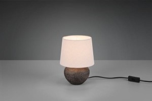 LOU lampa stołowa ceramiczna brąz abażur beżowy fi 18cm 1xE14
