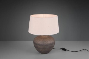 LOU lampa stołowa ceramiczna brąz abażur beżowy fi 38cm 1xE27