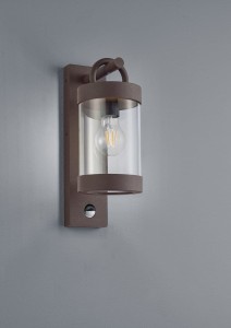 SAMBESI kinkiet zewnętrzny akryl/aluminium z czujnikiem rdzawy 1xE27