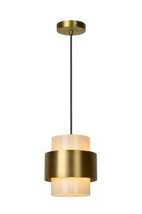 FIRMIN lampa wisząca klosz szklany walec ze złotą obręczą fi 20cm 1xE27