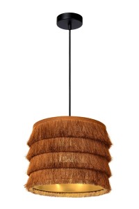 EXTRAVAGANZA TOGO zwis z żółtymi frędzlami abażur fi 25cm wykończenie czarne 1xE27