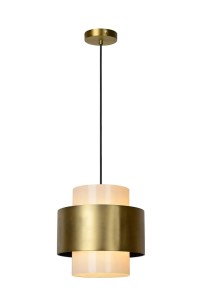 FIRMIN lampa wisząca klosz szklany walec ze złotą obręczą fi 30cm 1xE27