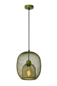 JERREL lampa wisząca zielona abażur z siatki fi 25cm 1xE27