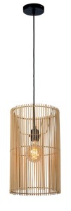 JANTINE lampa wisząca z naturalnego rattanu fi 26cm 1xE27 wykończenie czarne