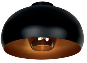 SHARAN lampa sufitowa czarna misa fi 38cm ze szklanym dymionym kloszem 1xE27