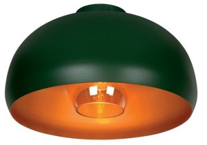 SHARAN lampa sufitowa zielona misa fi 38cm ze szklanym dymionym kloszem 1xE27