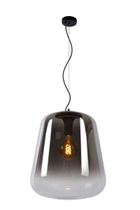 GLORIO lampa wisząca szklana fi 45cm klosz cieniowany dymiony wykończenie czarne 1xE27