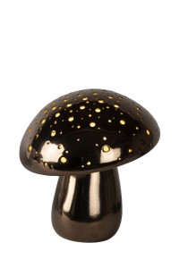 FUNGO lampa porcelanowy czarny grzyb z prześwitami na kapeluszu 1xE14 lampa dekoracyjna na szafkę