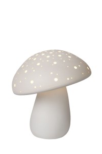 FUNGO lampa porcelanowy biały grzyb z prześwitami na kapeluszu 1xE14 lampa dekoracyjna na szafkę