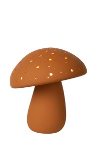 FUNGO lampa porcelanowy grzyb ochra z prześwitami na kapeluszu 1xE14 lampa dekoracyjna na szafkę