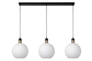 JULIUS lampa nad stół mleczne kule fi 28cm wykończenie czarno-złote 1xE27