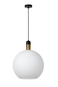 JULIUS lampa wisząca mleczna kula fi 40cm wykończenie czarno-złote 1xE27