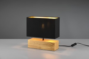 WOODY lampa stołowa podstawa podłużna drewniana czarny abażur 1xE27