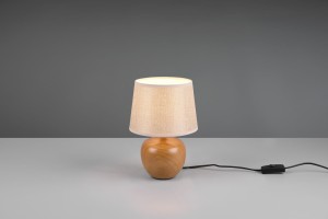 LUXOR lampa stołowa imitacja drewna mała abażur beżowy 1xE14