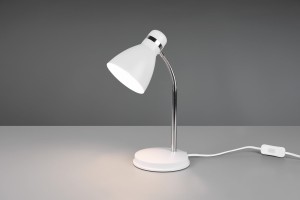 HARVEY lampa biurkowa retro biała chrom regulowana 1xE27
