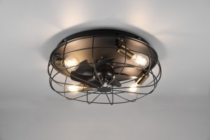 TRONDHEIM lampa z wentylatorem czarna 4xE27 pilot w zestawie