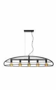 DIKRA lampa owalna nad stół loft czarny metal 5xE27