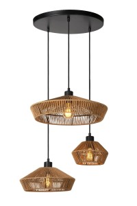 YUNKAI lampa wisząca w stylu boho abażury z plecionego papieru 3xE27