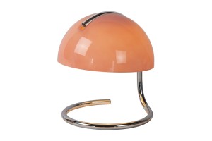 CATO lampa stołowa retro ze szklanym różowym kloszem podstawa chrom 1xE27