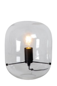 VITRO szklana lampa stołowa fi 24cm przezroczysta wykończenie czarne 1xE27